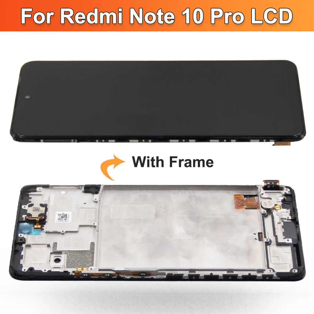 100% Tested Screen for Xiaomi Redmi Note 10 Pro M2101K6G M2101K6R LCD Display Touch Screen Digitizer Parts for Redmi Note 10 Pro Xiaomi phone repair parts