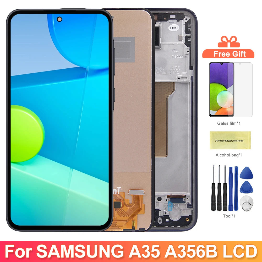 Screen for Samsung Galaxy A35 A356B A356B/DS Lcd Display Digital Touch Screen with Frame for Samsung Galaxy A35 Replacement Samsung phone repair parts