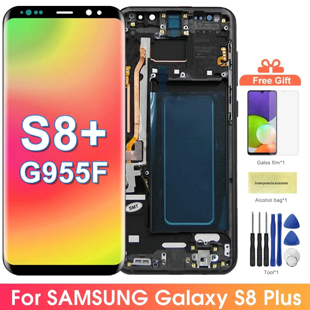 Super AMOLED Screen for Samsung Galaxy S8 Plus Lcd Display Digital Touch Screen with Frame Assembly for Samsung Galaxy S8+ G955F Samsung phone repair parts