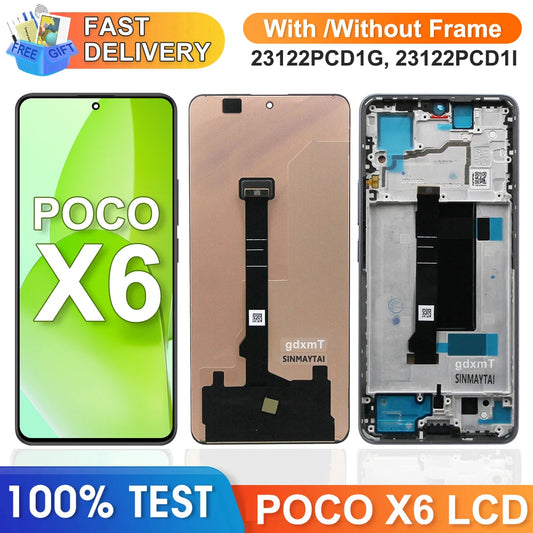 Screen Assembly for Xiaomi Poco X6 Lcd Display Digital Touch Screen with Frame Replacement for POCO X6 23122PCD1G 23122PCD1I Xiaomi phone repair parts