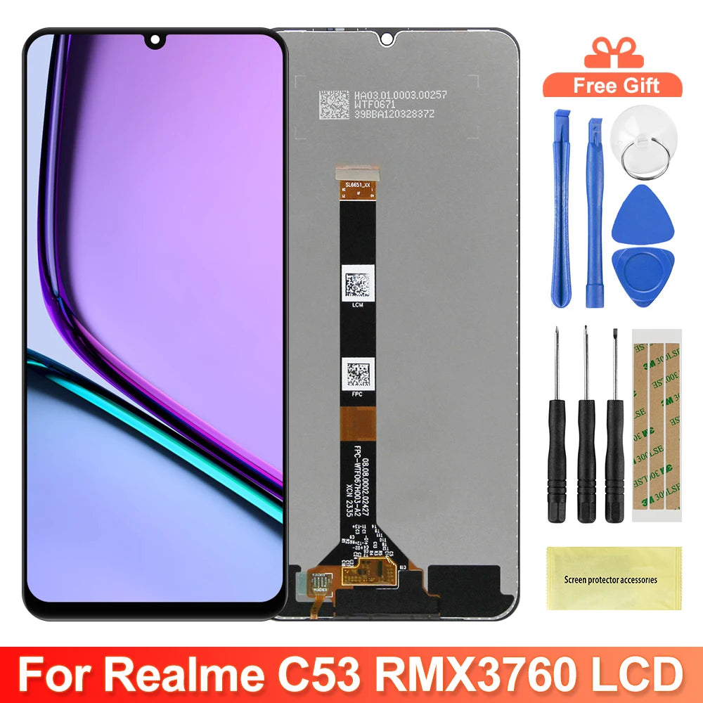 6.74" for Realme C53 RMX3760 Lcd Display Digital Touch Screen with Frame for Realme C53 Screen Display Replacement Parts  ﻿Realme phone repair parts