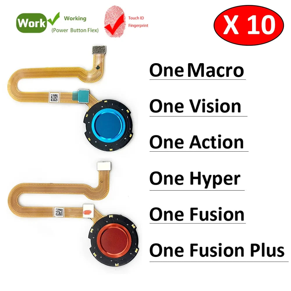 10Pcs, New For Motorola Moto One Vision Action Hyper Macro Fusion Plus Home Button FingerPrint Touch ID Sensor Flex Cable Motorola phone repair parts