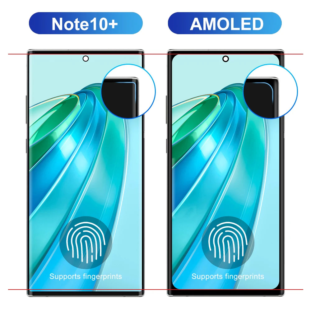 AMOLED Note 10 Plus Screen for Samsung Galaxy Note10+ N975F Lcd Display Touch Screen with Frame Support S Pen Fingerprints Samsung phone repair parts
