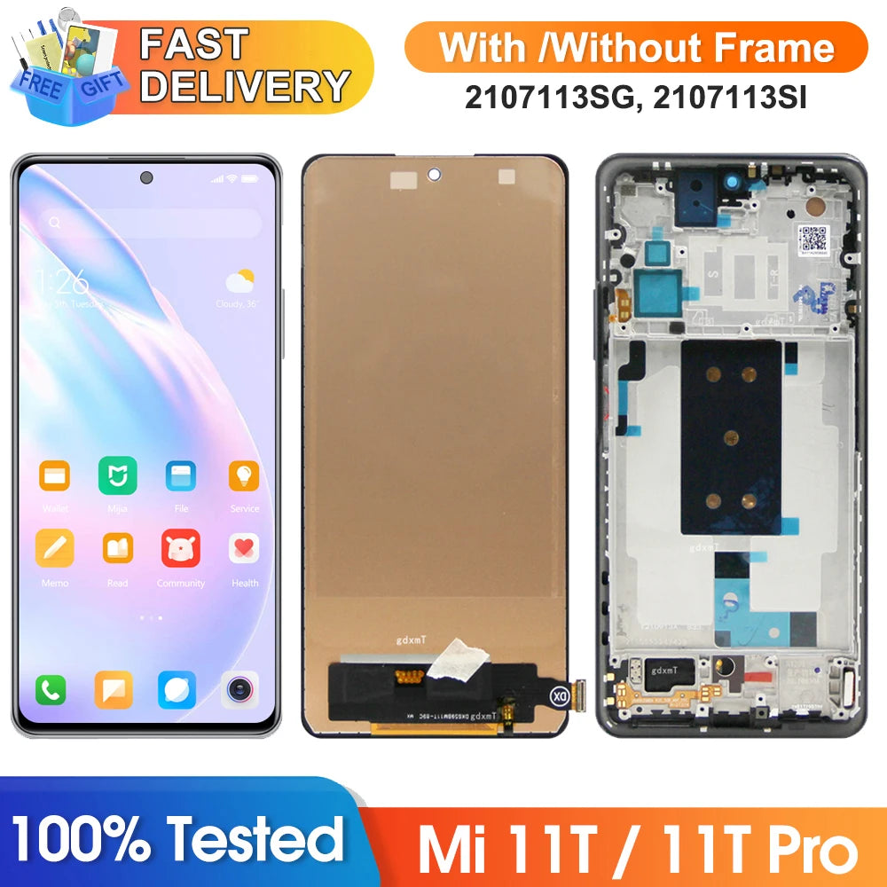 6.67" For Xiaomi 11T Pro 2107113SG Lcd Display Digital Touch Screen with Frame Assembly for Xiaomi 11T Screen Replacement Xiaomi phone repair parts