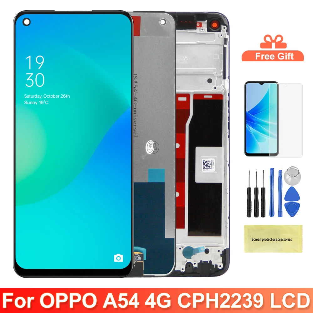 6.51" Screen Assembly for Oppo A54 CPH2239 Lcd Display Digital Touch Screen with Frame for OPPO A54 Screen Replacement OPPO phone repair parts