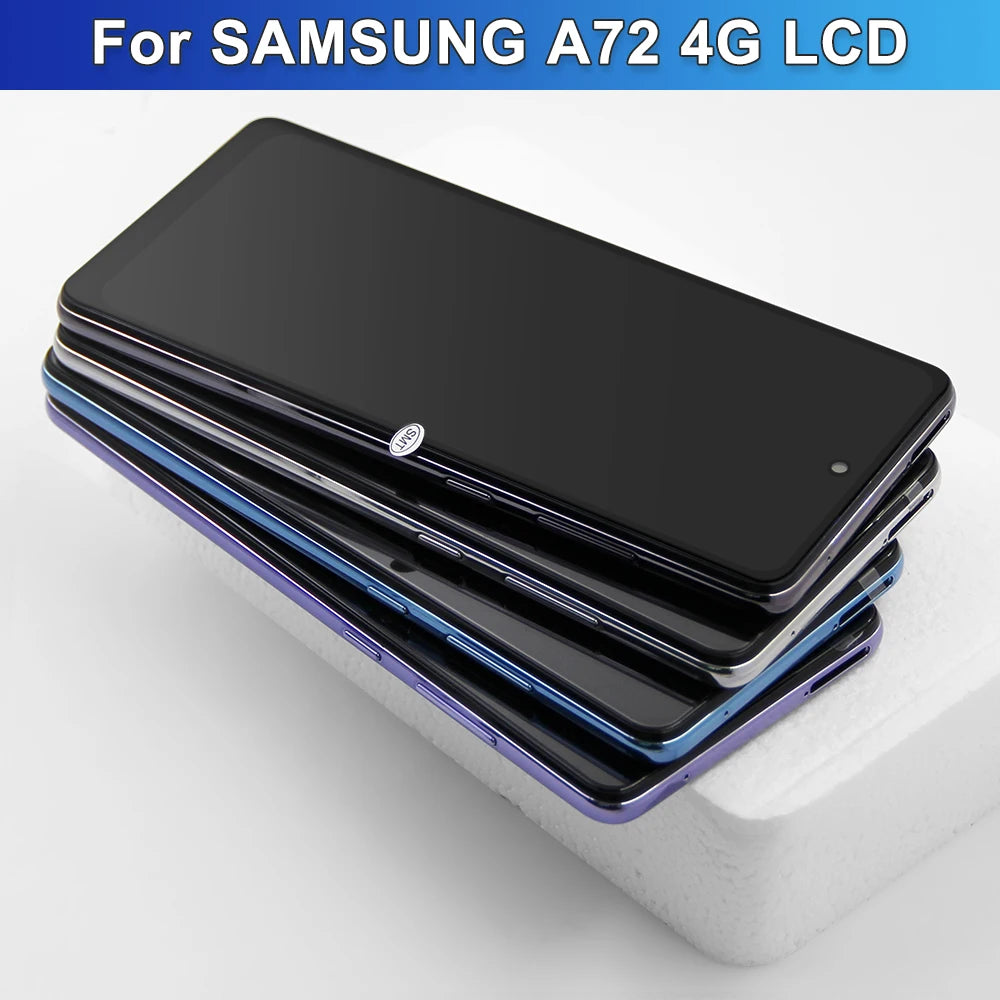 Super AMOLED A72 Display Screen, for Samsung Galaxy A72 A725F A725F/DS L cd Display Digital Touch Screen with Frame Assembly Samsung phone repair parts