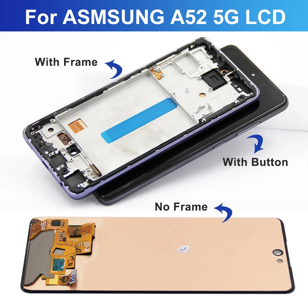 AMOLED A52 5G Screen with Frame for Samsung Galaxy A52 5G A526B A526B/DS LCD Display Touch Screen Digitizer Replacement Samsung phone repair parts