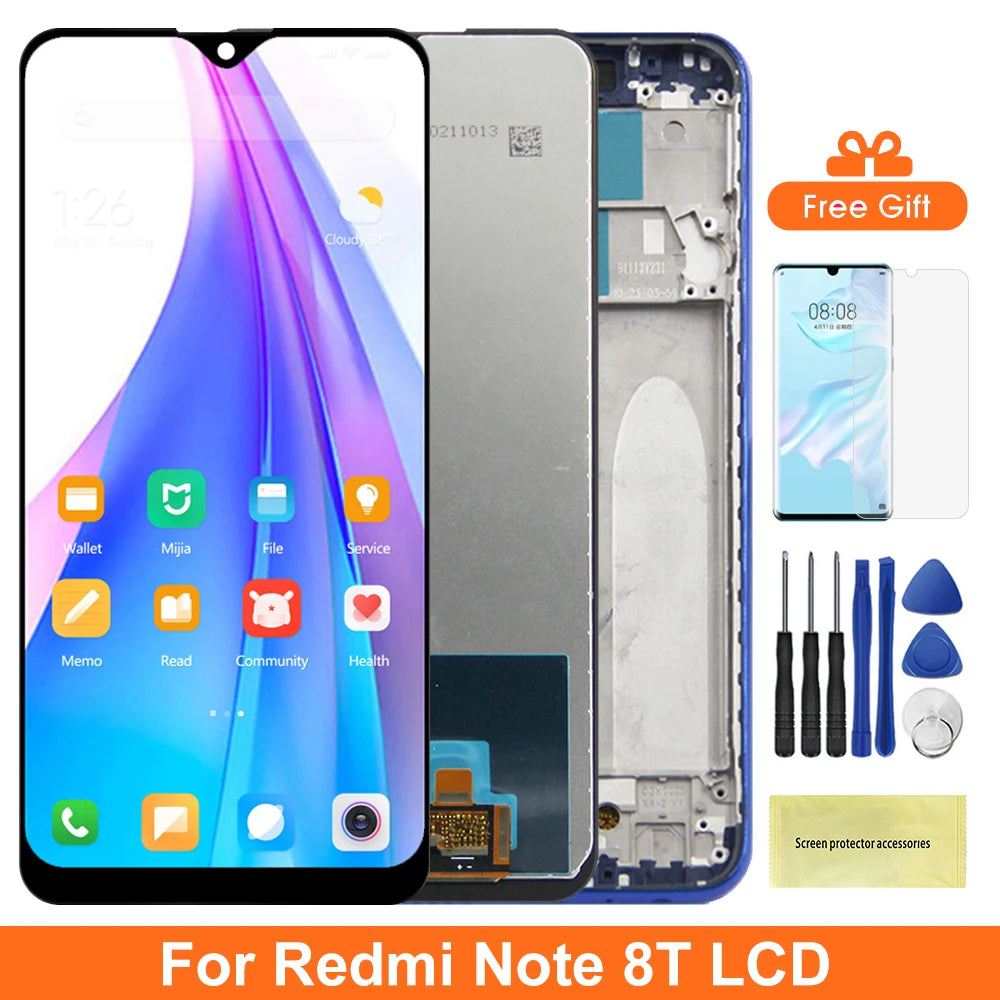 8T IPS LCD for Redmi Note 8T LCD Display Touch Screen Digiziter Assembly Parts For Redmi Note 8T With Frame LCD Display Redmi phone repair parts