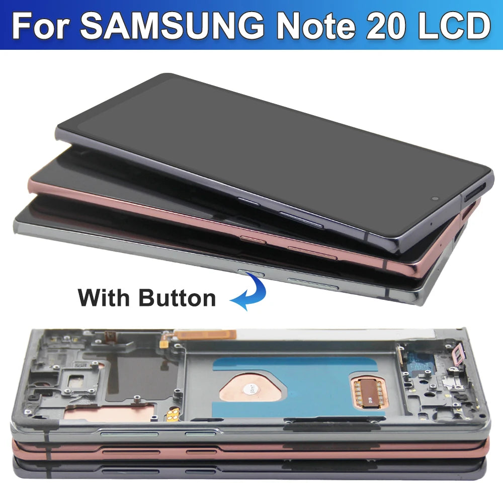 Note20 Screen for Samsung Galaxy Note 20 N980F Lcd Display + Touch Screen with Frame Assembly Support S Pen Fingerprint Read Samsung phone repair parts