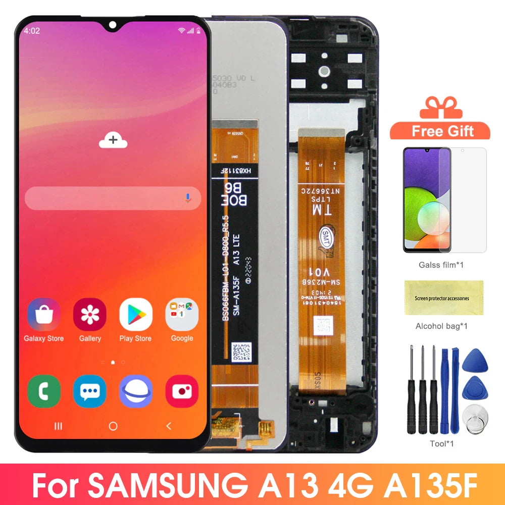 6.6'' A13 Display Screen Replacement, for Samsung Galaxy A13 4G A135 SMA135F A137F Lcd Display Digital Touch Screen with Frame Samsung phone repair parts