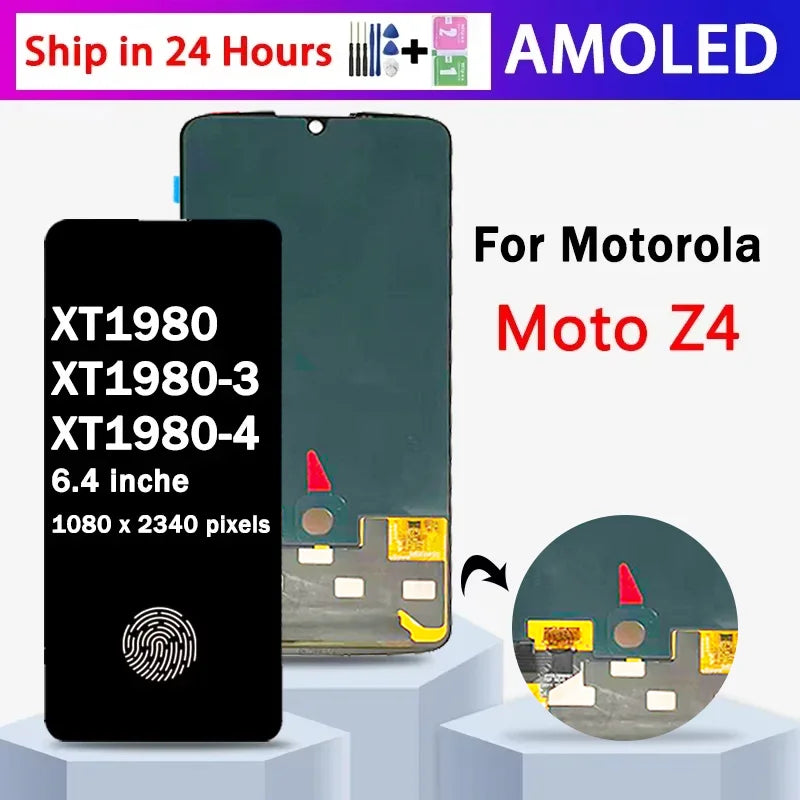 Super AMOLED For Motorola Moto Z4 XT1980  LCD Display Touch Screen Digitizer Assembly for Moto Z4 XT1980-3 XT1980-4 Display Motorola phone repair parts