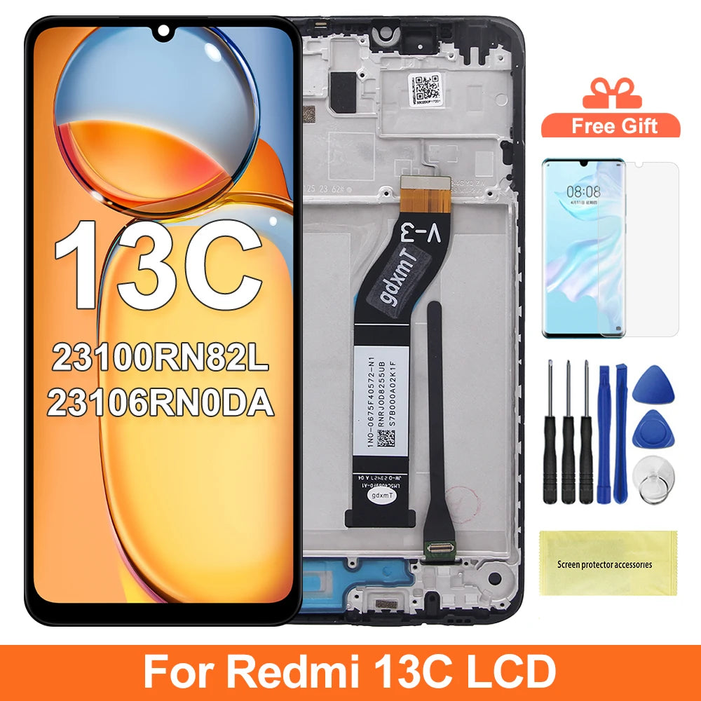 6.74''IPS For Xiaomi Redmi 13C LCD Display Screen Touch Panel Digitizer For Xiaomi Redmi 13C With Frame Replacement Parts Xiaomi phone repair parts