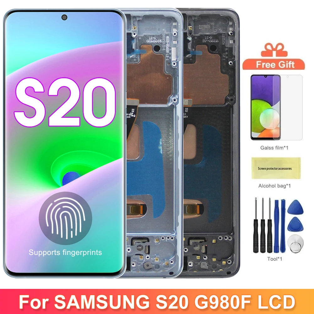 Super Screen S20 4G G980F G980F/DS Display Screen for Samsung Galaxy S20 Lcd Display Digital Touch Screen With Frame Replacement Samsung phone repair parts