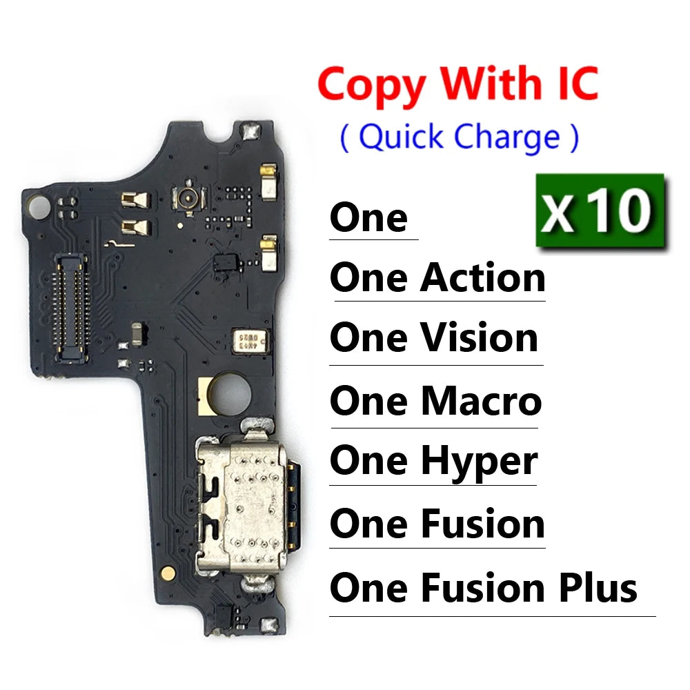 10Pcs， Dock Connector USB Charger Charging Board Port Flex Cable For Motorola Moto One Hyper Macro Fusion Plus Action Vision Motorola phone repair parts