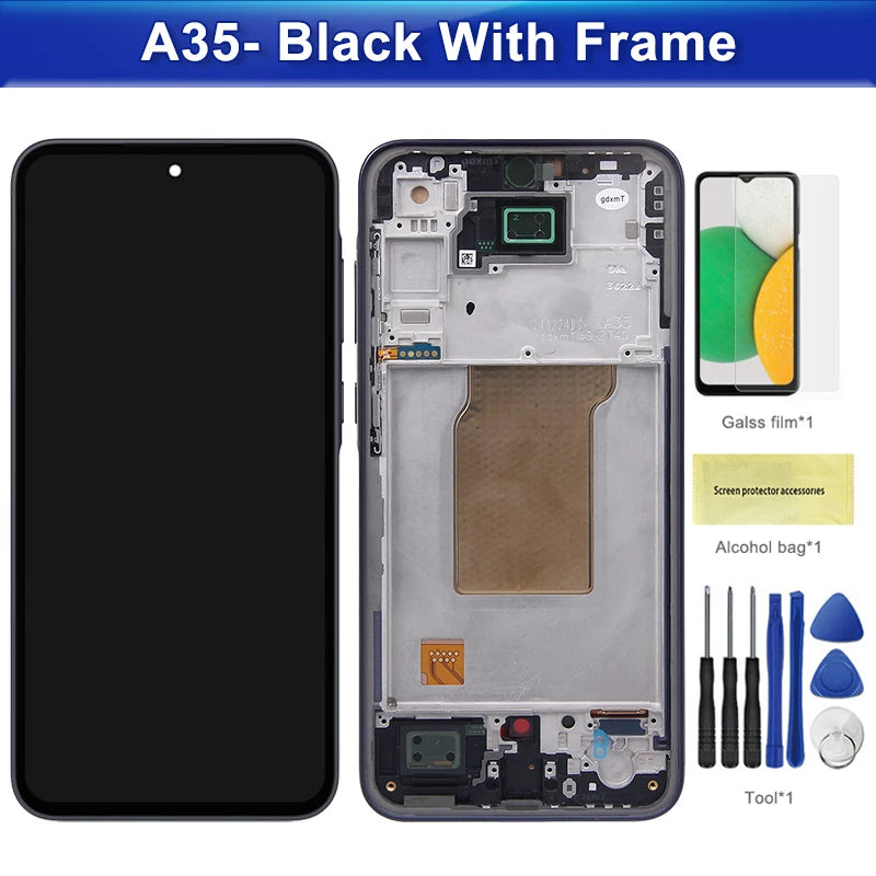 Screen for Samsung Galaxy A35 A356B A356B/DS Lcd Display Digital Touch Screen with Frame for Samsung Galaxy A35 Replacement Samsung phone repair parts