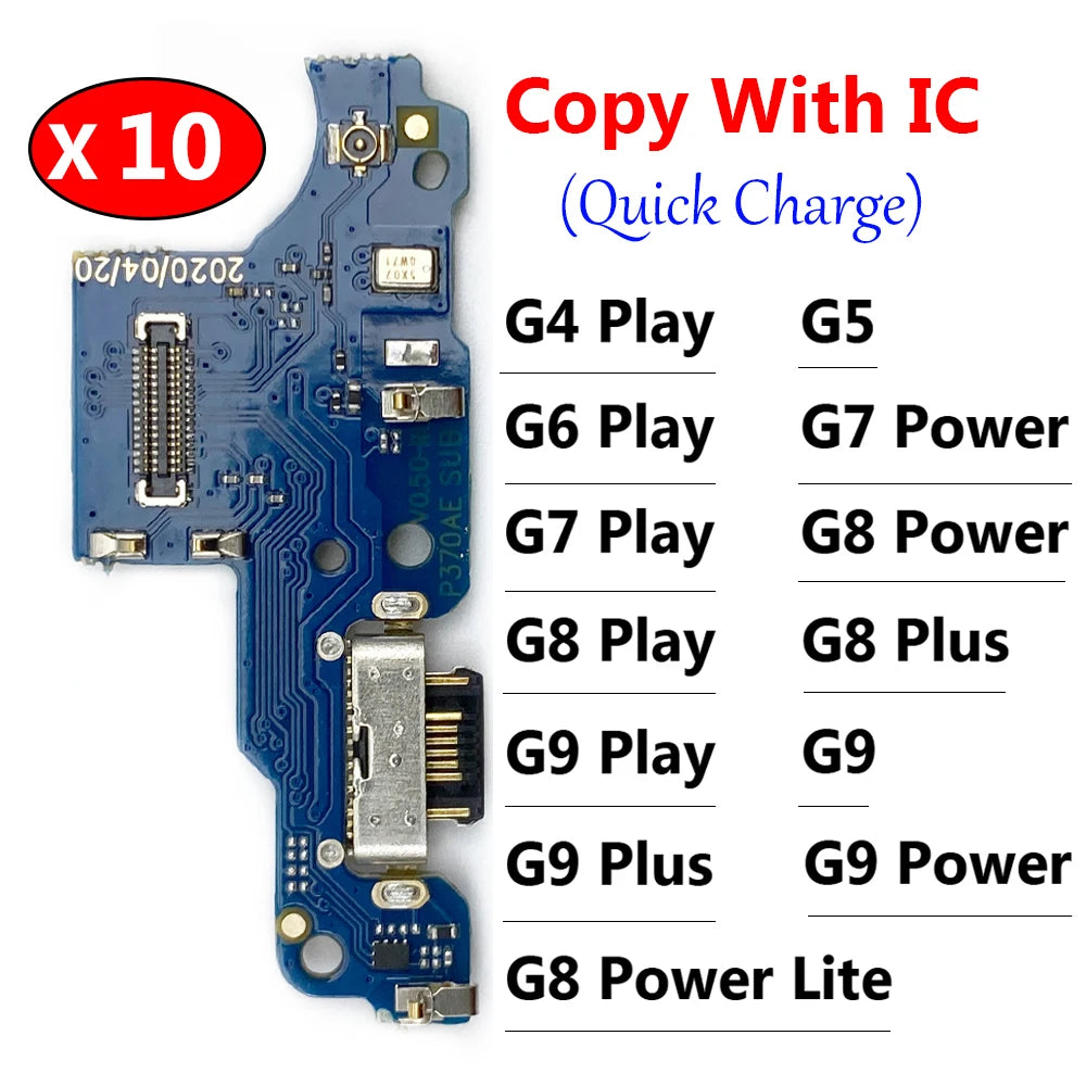 10Pcs/Lot, Dock Connector Micro USB Charger Charging Port Flex Cable Microphone Board For Moto G4 G5 G9 G8 G7 G6 Play Plus Power Motorola phone repair parts