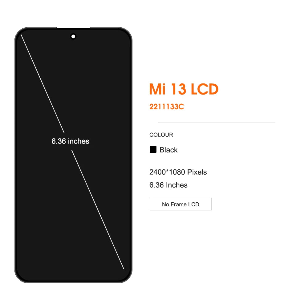 6.36" Super AMOLED Mi 13 Mi13 Display Screen for Xiaomi 13 2211133C 2211133G Lcd Display Digital Touch Screen with Fingerprints Xiaomi phone repair parts