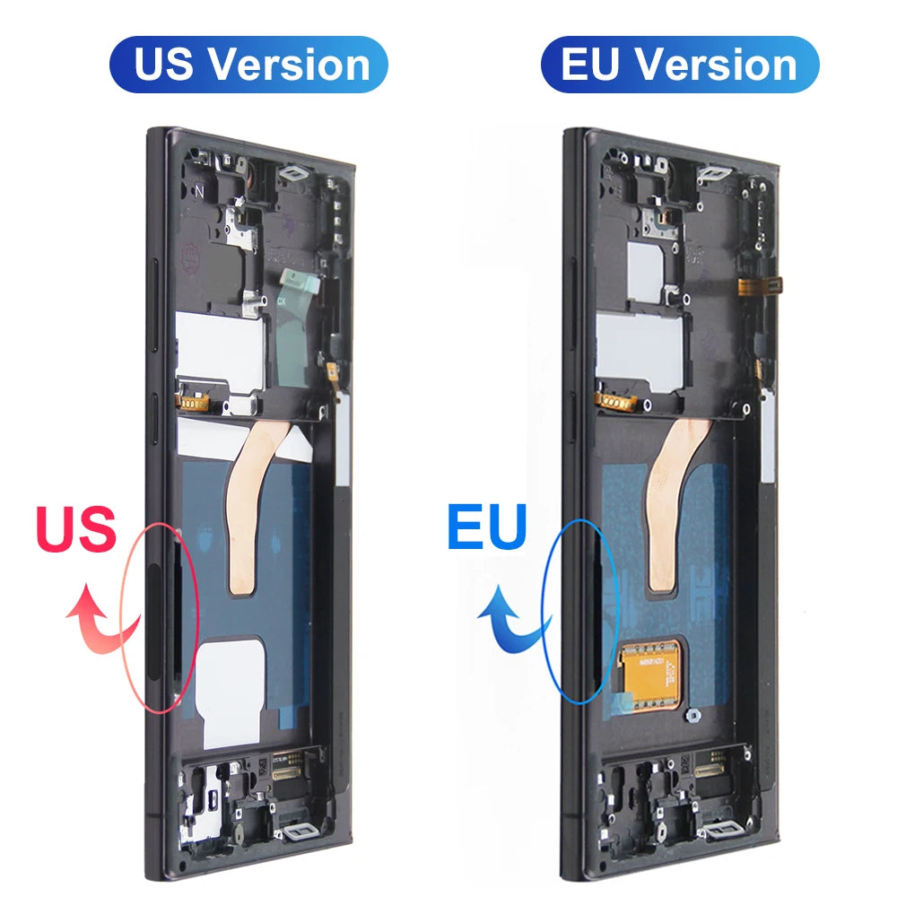 Amoled S22 Ultra Dispaly Screen for Samsung Galaxy S22 Ultra 5G S908B S908B/DS Lcd Display Digital Touch Screen with Fingerprint Samsung phone repair parts