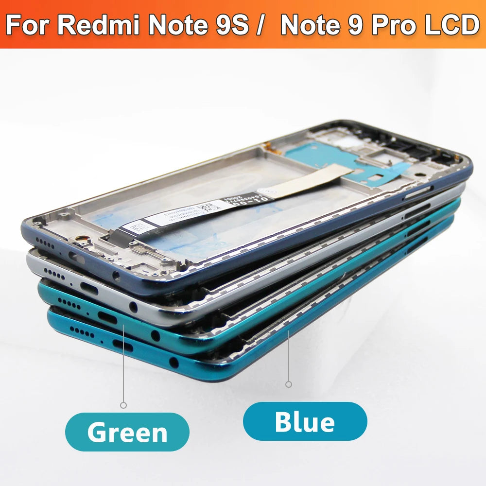 Screen for Xiaomi Redmi Note 9S M2003J6A1G LCD Display Touch Screen with Frame for Xiaomi Redmi Note 9 Pro M2003J6B2G Assembly Xiaomi phone repair parts