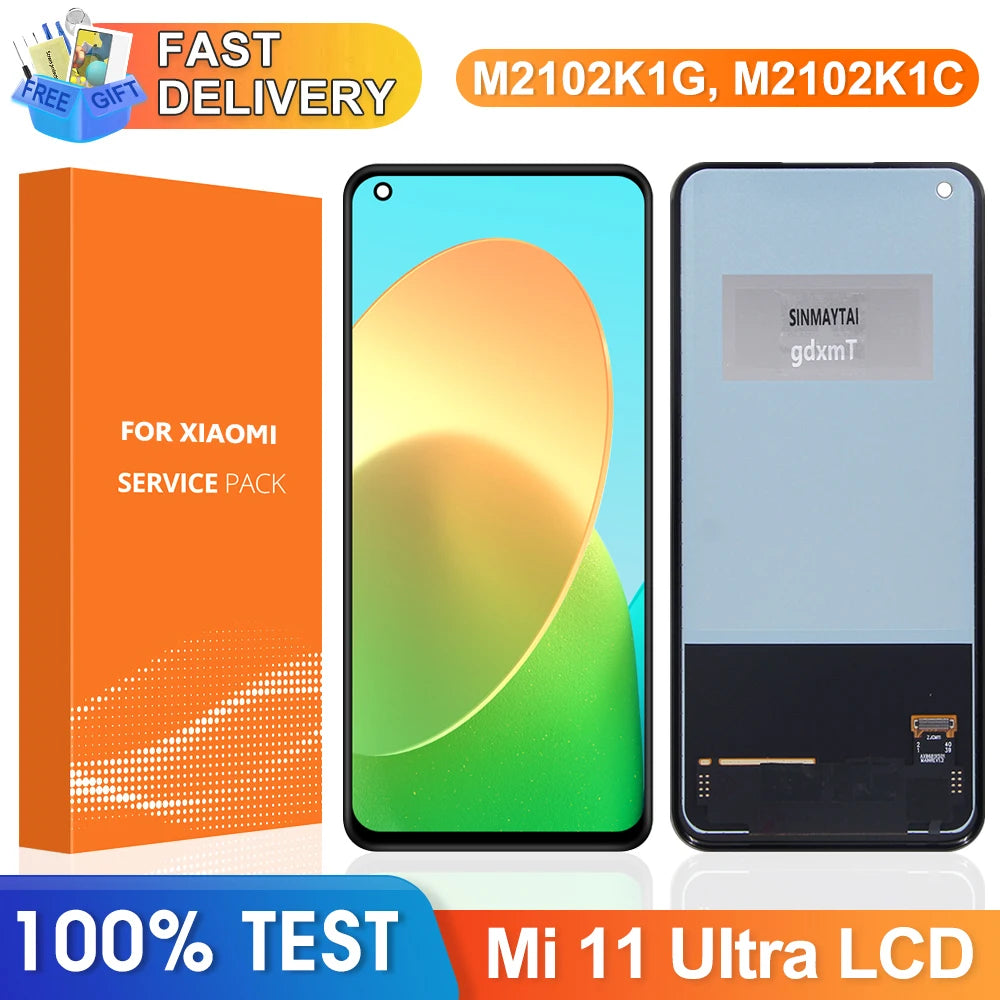For Xiaomi Mi 11 Ultra M2102K1G M2102K1C LCD Display Touch Screen Digitizer Assembly Replacement Parts 100% Tested Xiaomi phone repair parts