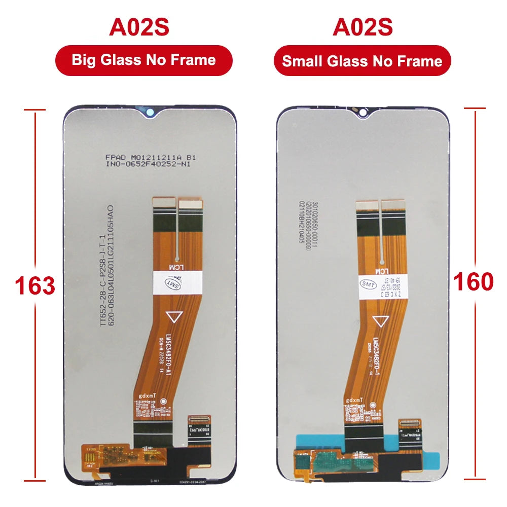 A02S Display Screen With Frame for Samsung Galaxy A02s SM-A025F/DS A025G/DS Display Touch Screen Digitizer Assembly Replacement Samsung phone repair parts