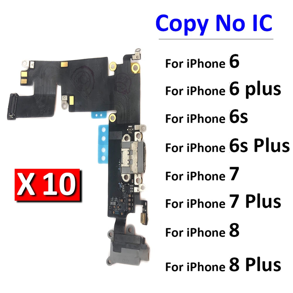 10Pcs/Lot, USB Micro Charger Charging Port Dock Connector Microphone Board Flex Cable For Iphone 6 6G 6S 7 7G 8 8G Plus iPhone phone repair parts