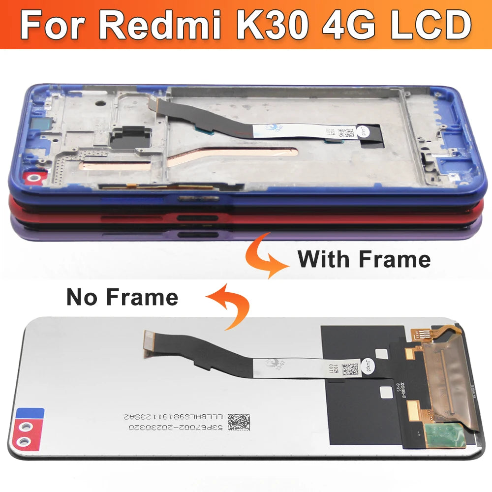 6.67" Screen for Xiaomi Redmi K30 M1912G7BE M1912G7BC Lcd Display Digital Touch Screen with Frame for Redmi K30 5G M1912G7BE Xiaomi phone repair parts