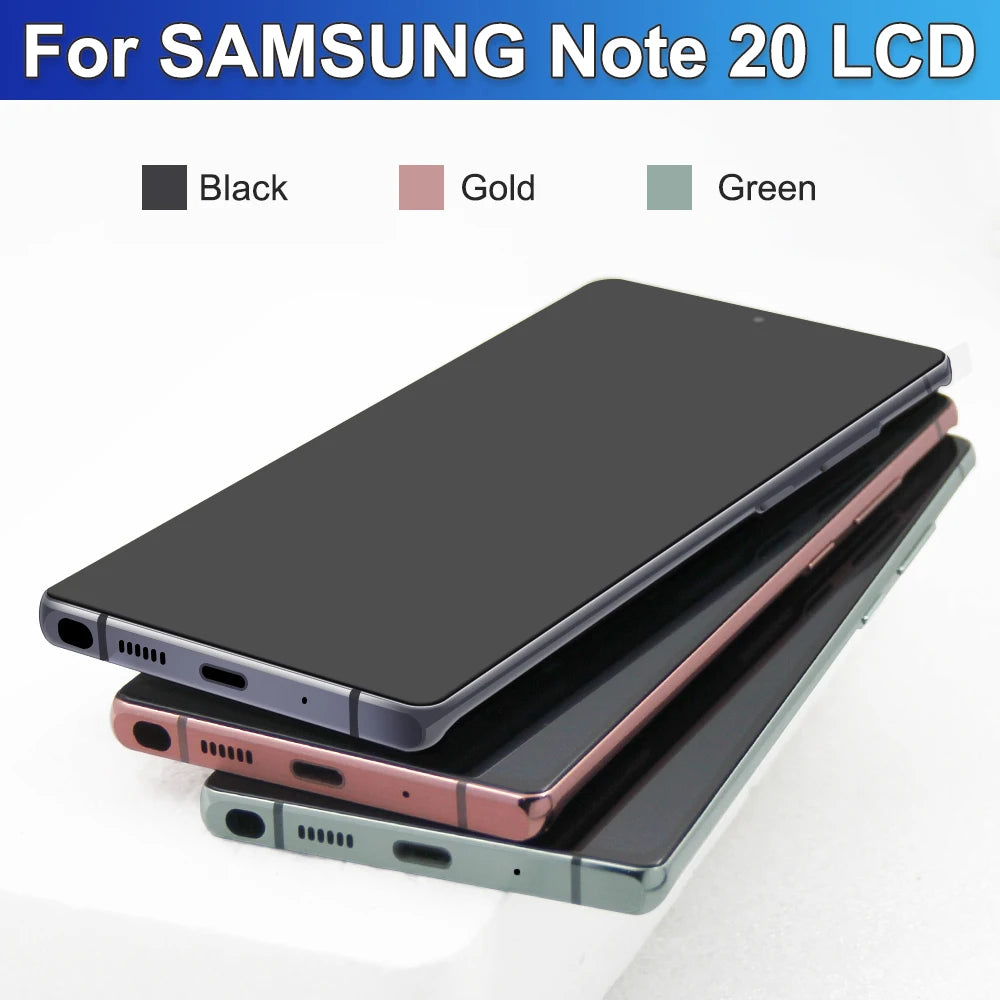 Note20 Screen for Samsung Galaxy Note 20 N980F Lcd Display + Touch Screen with Frame Assembly Support S Pen Fingerprint Read Samsung phone repair parts