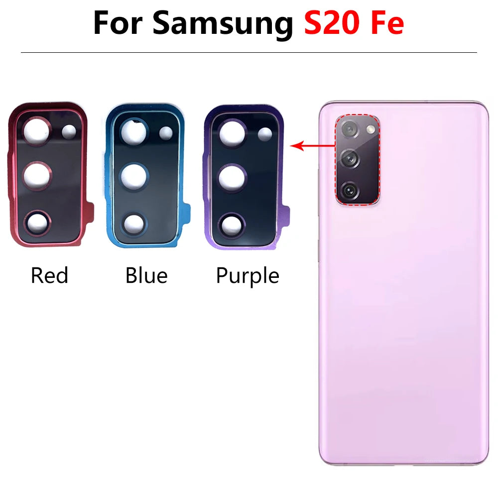 10Pcs/Lot, For Samsung S20 Fe Back Rear Camera Glass Lens Circle Cover With Adhensive Samsung phone repair parts