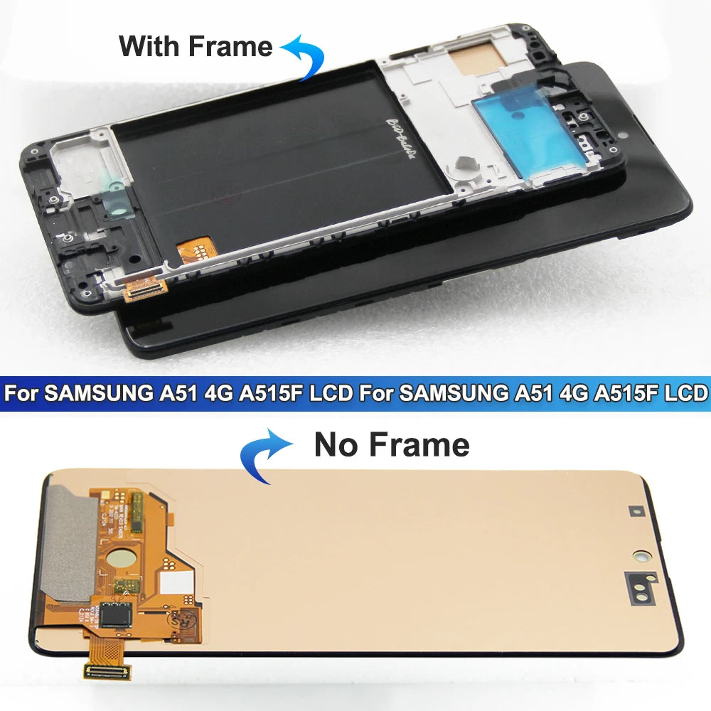AMOLED A51 Display Screen With Fingerprint, for Samsung Galaxy A51 A515 A515F Lcd Display Touch Screen Digitizer Replacement Samsung phone repair parts