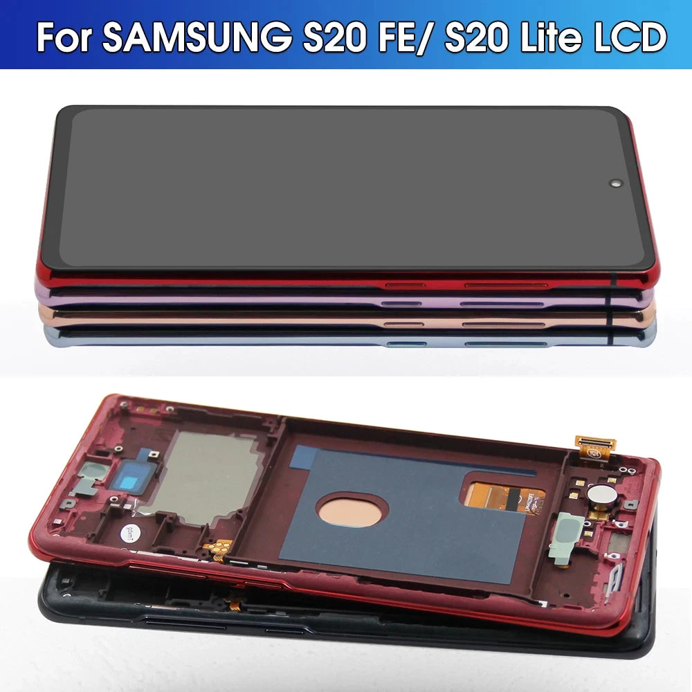6.5" Screen for Samsung Galaxy S20 FE G780F G781B LCD Display Touch Screen with Frame Part for Samsung Galaxy S20 Lite Assembly Samsung phone repair parts