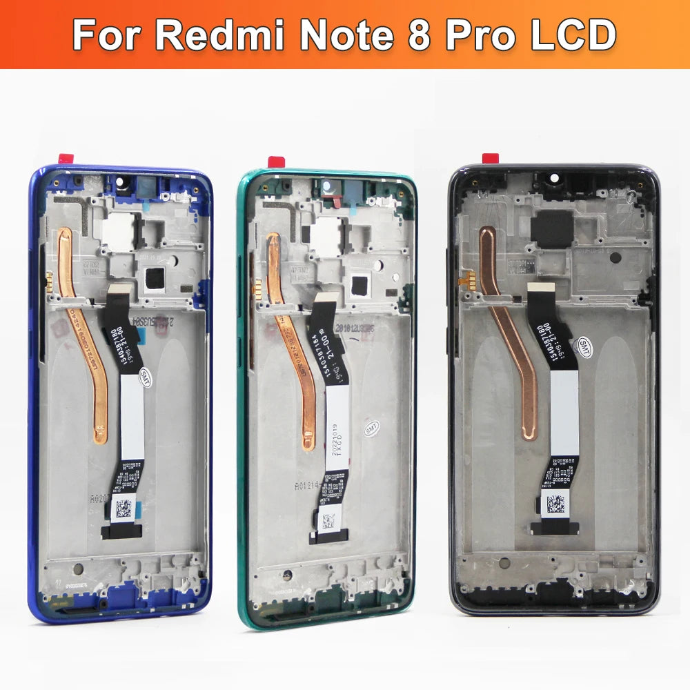 6.53" Screen for Xiaomi Redmi Note 8 Pro M1906G7I M1906G7G Lcd Display Touch Screen with Frame for Redmi Note 8 Pro Replacement Xiaomi phone repair parts
