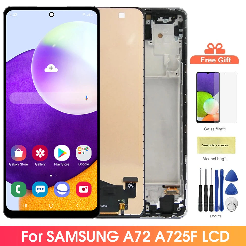 tft Screen for Samsung Galaxy A72 A725F A725F/DS Lcd Display Digital Touch Screen with Frame for Samsung A72 Screen Assembly Samsung phone repair parts