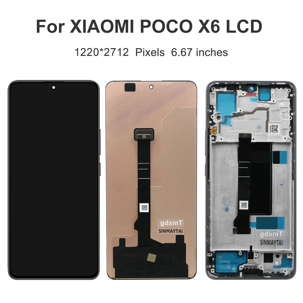 Screen Assembly for Xiaomi Poco X6 Lcd Display Digital Touch Screen with Frame Replacement for POCO X6 23122PCD1G 23122PCD1I Xiaomi phone repair parts