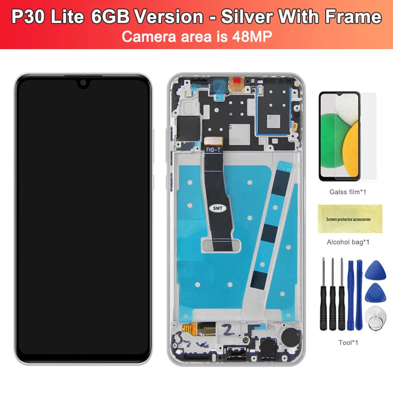 P30 Lite Display Screen with Frame, for Huawei P30 lite MAR-L01A MAR-L21A Lcd Display Digital Touch Screen for Huawei P30 lite HUAWEI phone repair parts