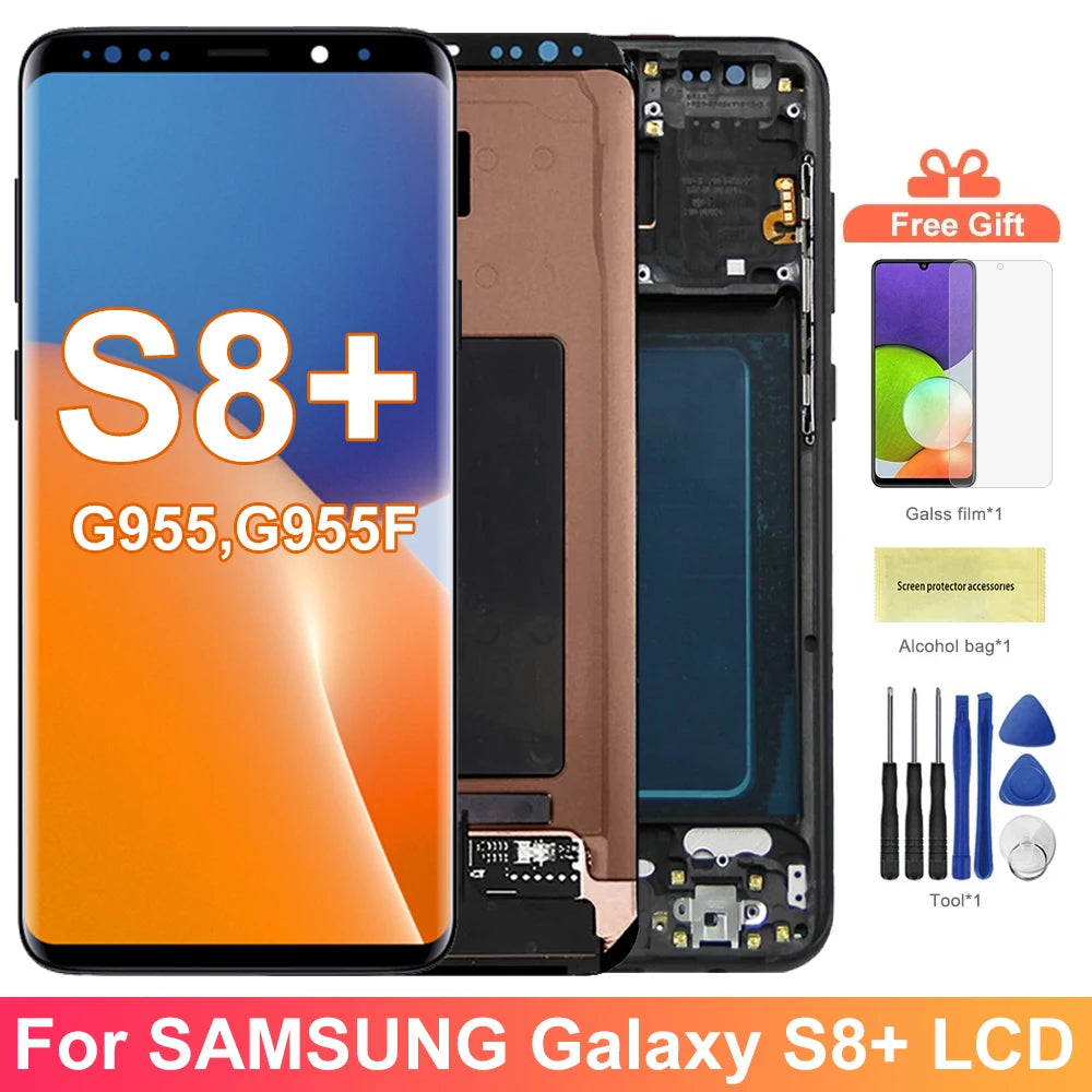 S8+ G955 G955F Display Screen Assembly for Samsung Galaxy S8 Plus Lcd Display Digital Touch Screen with Frame Replacement Parts Samsung phone repair parts