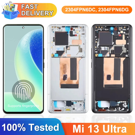 AMOLED 13 Ultra 2304FPN6DC 2304FPN6DG Display Lcd Screen Assembly for Xiaomi 13 Ultra Display Digital Touch Screen with Frame Xiaomi phone repair parts