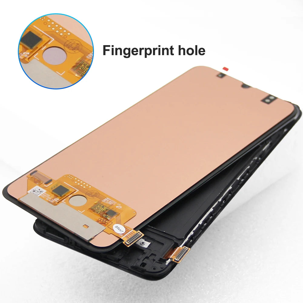 Super AMOLED A70 Display Screen, for Samsung Galaxy A70 A705 A705F A705FD LCD Display Digital Touch Screen Assembly with Frame Samsung phone repair parts