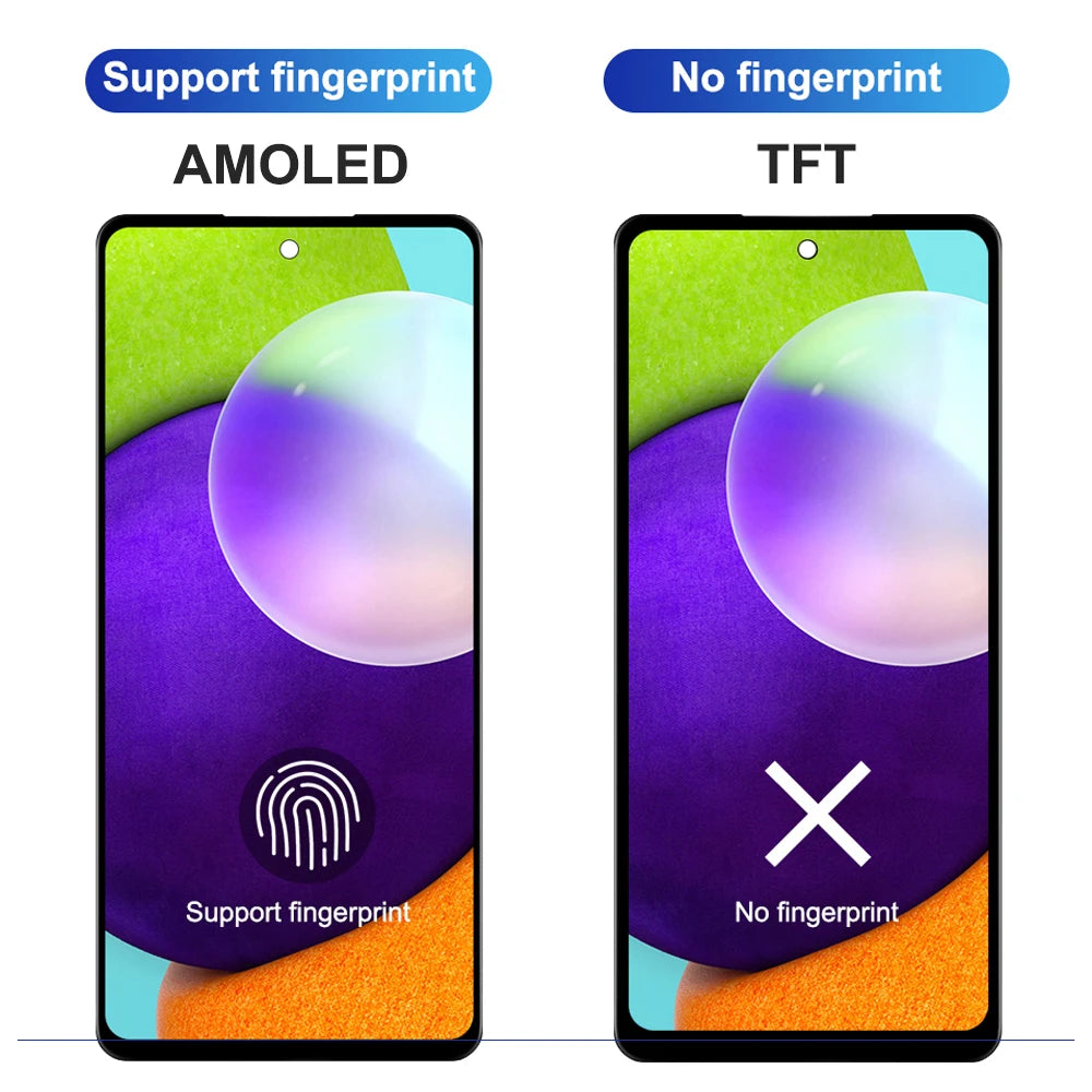 AMOLED A52 Screen for Samsung Galaxy A52 A525F 525F/DS Lcd Display Touch Screen with Frame Digitizer Assembly for Samsung A52 4G Samsung phone repair parts