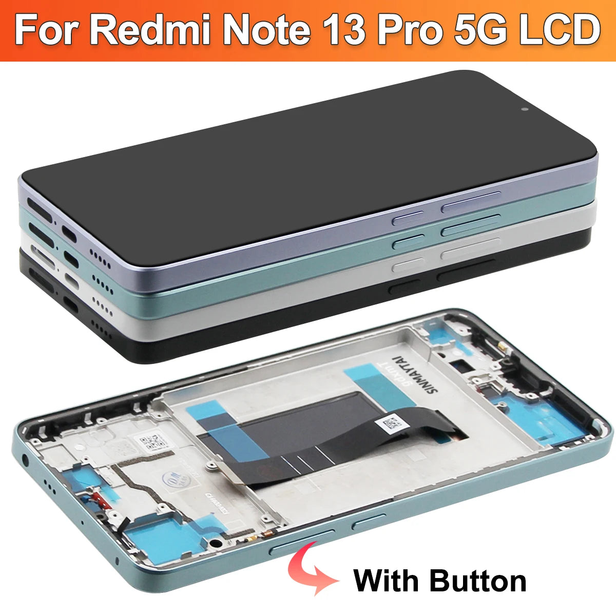 Screen Assembly for Xiaomi Redmi Note 13 Pro 2312DRA50C 2312CRAD3C Lcd Display Digital Touch Screen for Redmi Note 13 Pro 5G Xiaomi phone repair parts