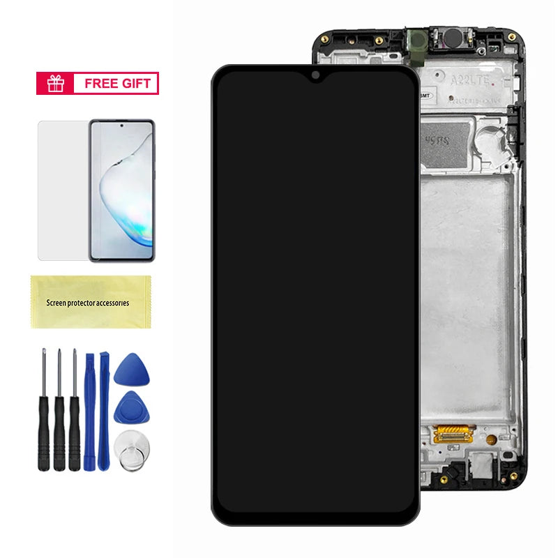 Screen for Samsung Galaxy A22 4G A225F A225F/DS Lcd Display Digital Touch Screen with Frame for Samsung Galaxy A22 Replacement Samsung phone repair parts