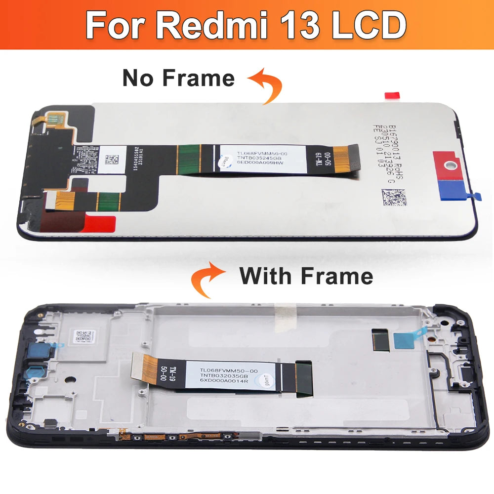 6.79" Display Screen for Xiaomi Redmi 13 Lcd Display Digital Touch Screen with Frame for Redmi13 Screen Assembly Replacement Xiaomi phone repair parts