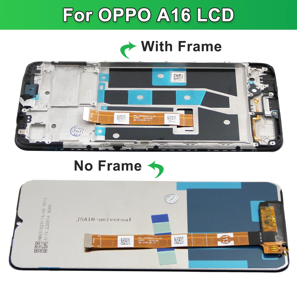 6.52" Display for Oppo A16 CPH2269 Lcd Display Digital Touch Screen with Frame Replacement for OPPO A16S CPH2271 Screen OPPO phone repair parts
