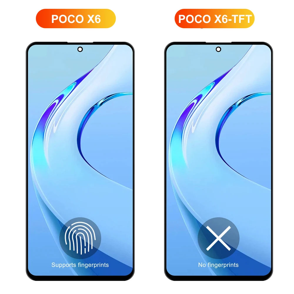 Screen Assembly for Xiaomi Poco X6 Lcd Display Digital Touch Screen with Frame Replacement for POCO X6 23122PCD1G 23122PCD1I Xiaomi phone repair parts
