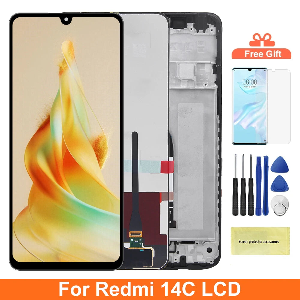 6.88" Screen Assembly for Xiaomi Redmi 14C Lcd Display Digital Touch Screen with Frame for Xiaomi Poco C75  Screen Replacement Xiaomi phone repair parts