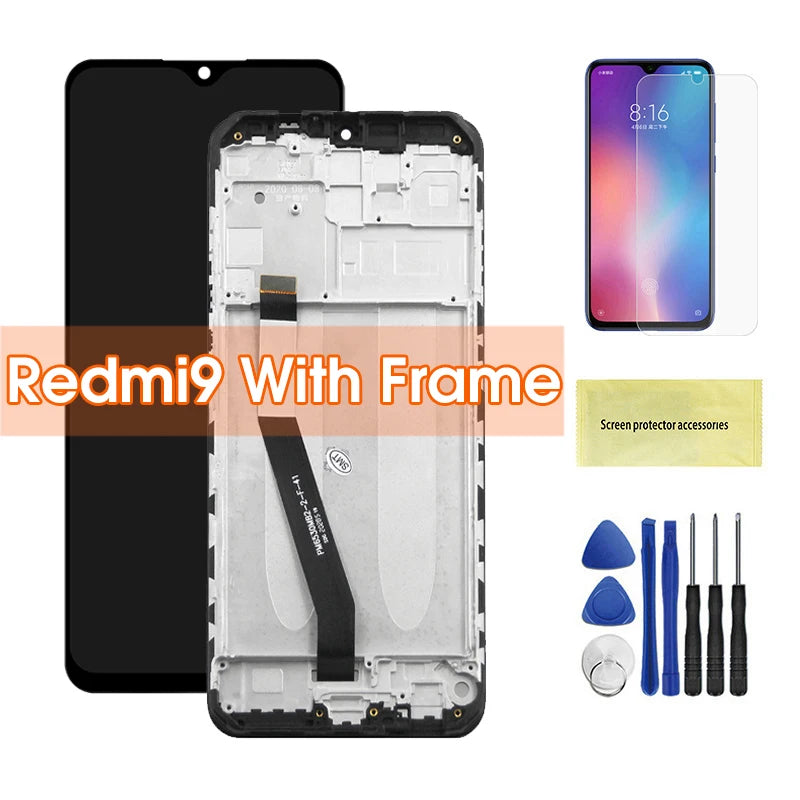 6.53'' Screen for Redmi 9 M2004J19G Lcd Display Touch Screen Digitizer With Frame for Xiaomi Redmi 9A 9C M2006C3MG Replacement Xiaomi phone repair parts