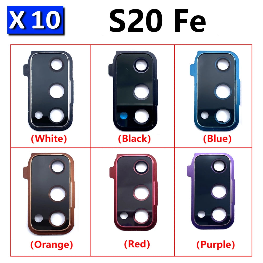 10Pcs/Lot, For Samsung S20 Fe Back Rear Camera Glass Lens Circle Cover With Adhensive Samsung phone repair parts