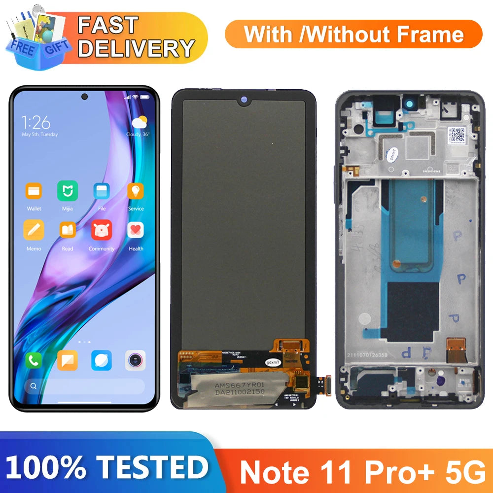 Screen for Xiaomi Redmi Note 11 Pro+ 5G 21091116UG 21091116UC Lcd Display Touch Screen Digital for Redmi Note 11 Pro (China) Xiaomi phone repair parts