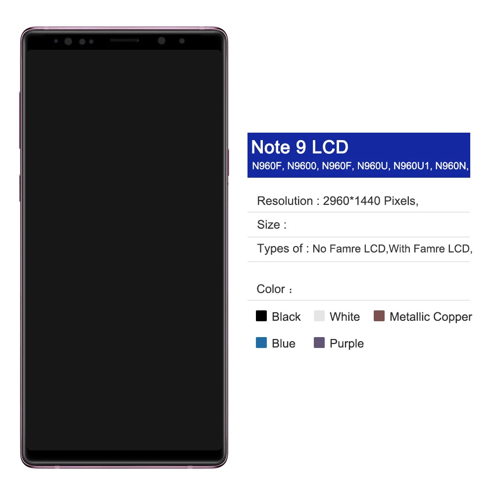 TFT Screen for Samsung Galaxy Note9 N960F N960F/DS N960U Lcd Display Digital Touch Screen with Frame for Samsung Note 9 Assembly Samsung phone repair parts