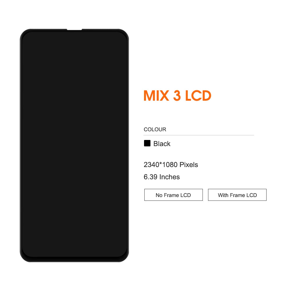 Super AMOLED Mix 3 Screen for Xiaomi Mi Mix 3 M1810E5A Lcd Display Digital Touch Screen with Frame Assembly for Mix3 Replacement Xiaomi phone repair parts